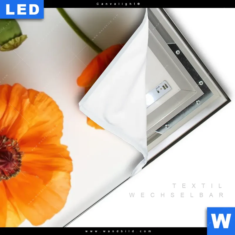 Canvalight® Leuchtbild | Mohnblumen in voller Blüte | Schmal