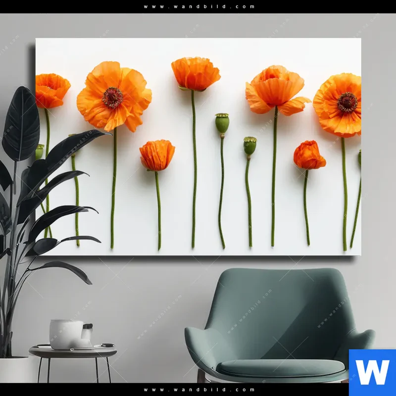 Leinwandbild | Mohnblumen in voller Blüte | Querformat