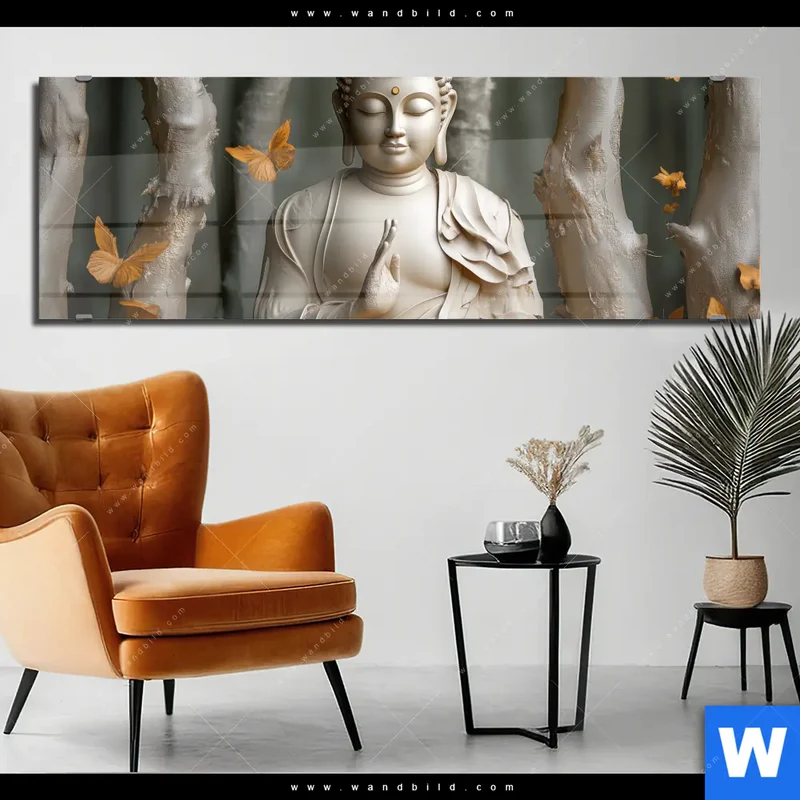 Acrylglasbild | Buddha – Harmonie im Wald | Panorama