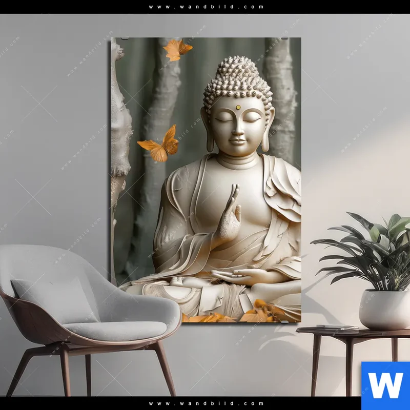 Alu-Dibond Bild | Buddha – Harmonie im Wald | Hochformat