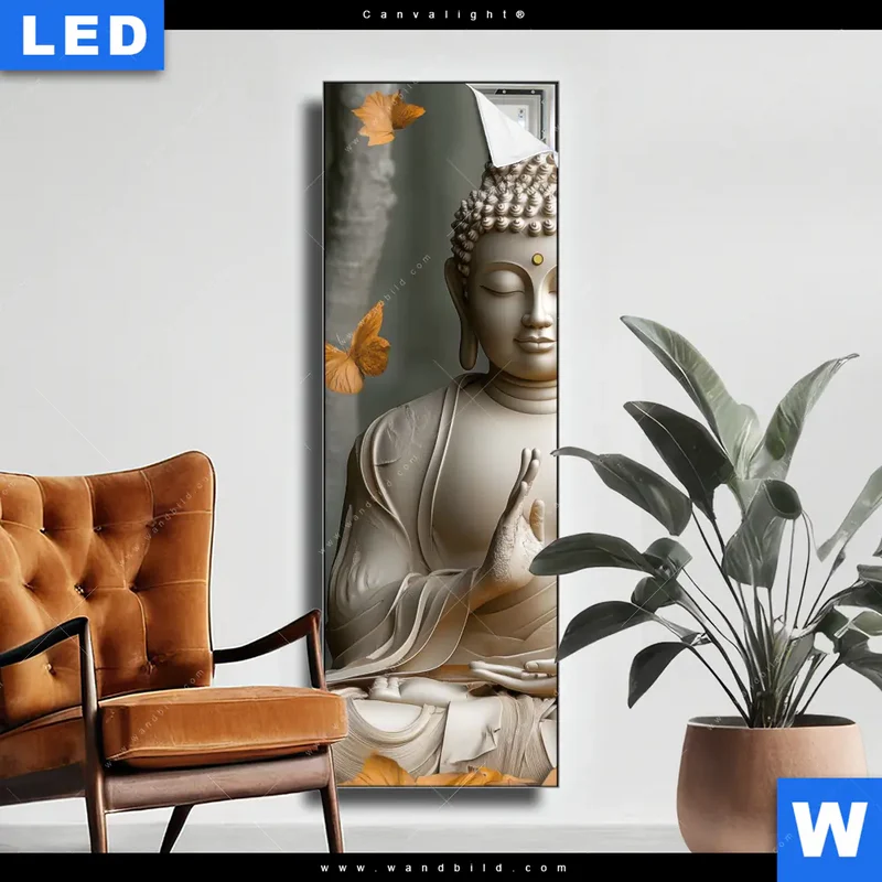 Canvalight® Leuchtbild | Buddha – Harmonie im Wald | Schmal
