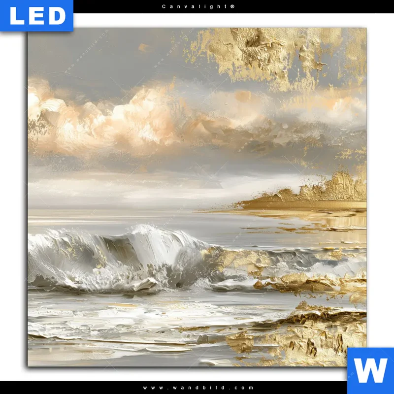 Canvalight® Leuchtbild | Goldene Gezeiten | Quadrat