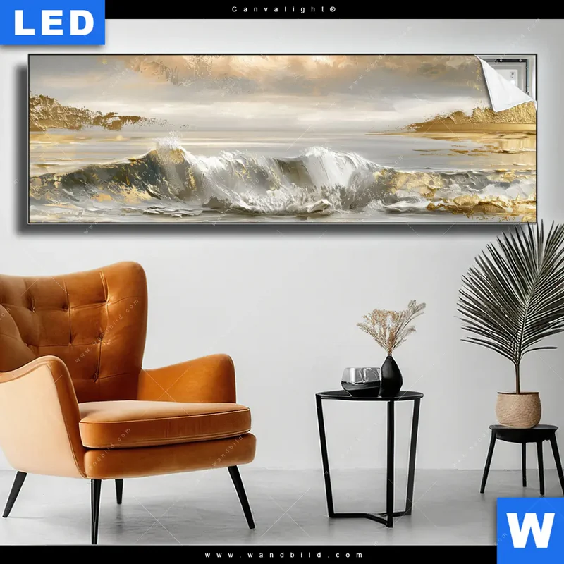 Canvalight® Leuchtbild | Goldene Gezeiten | Panorama