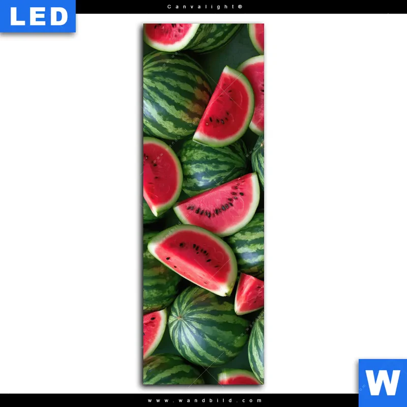 Canvalight® Leuchtbild | Wassermelonen - Rubinrote Verführung | Schmal