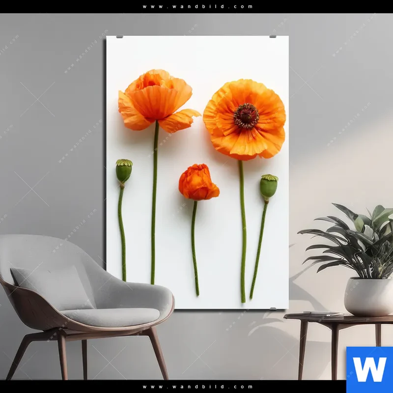 Alu-Dibond Bild | Mohnblumen in voller Blüte | Hochformat