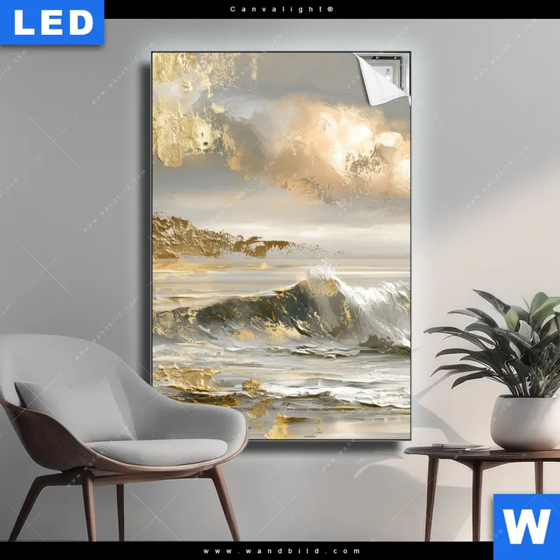Canvalight® Leuchtbild | Goldene Gezeiten | Hochformat