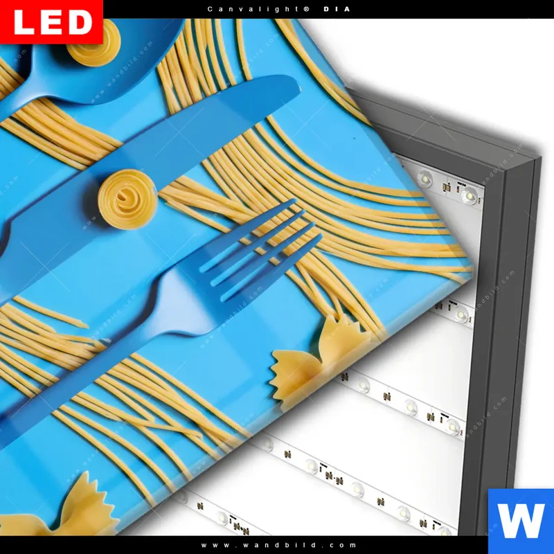 Wechselmotiv Acrylglas Canvalight® DIA | Pasta-Design - Moderne Küchenkunst | Quadrat