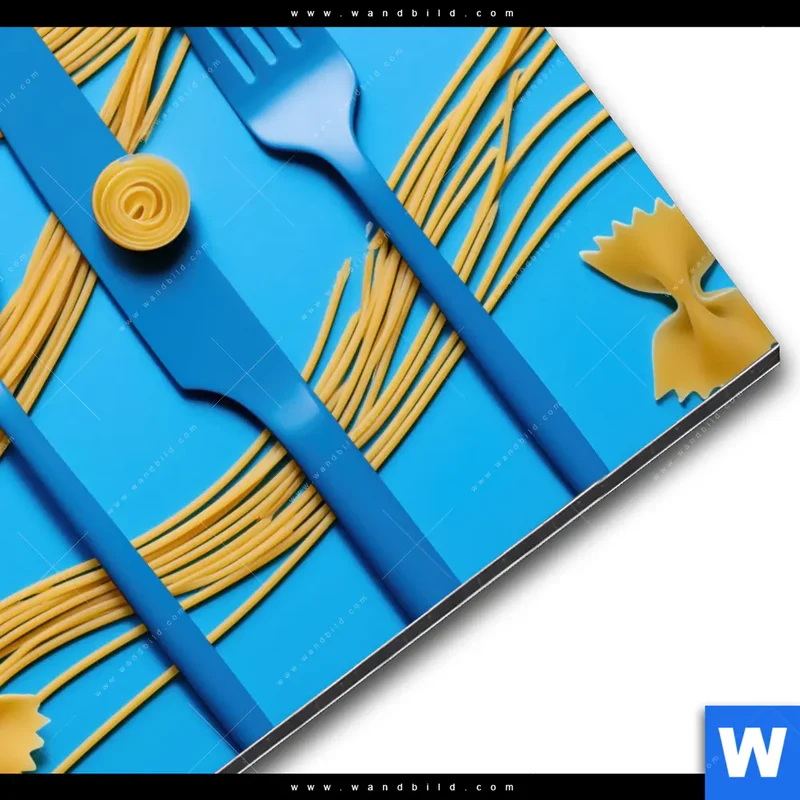 Alu-Dibond Bild | Pasta-Design - Moderne Küchenkunst | Quadrat