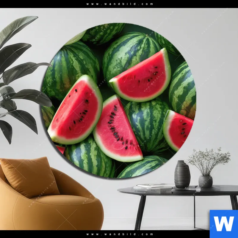 Alu-Dibond Bild | Wassermelonen - Rubinrote Verführung | Rund