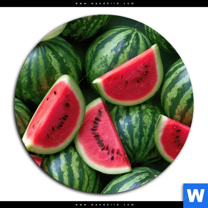 Acrylglasbild | Wassermelonen - Rubinrote Verführung | Rund