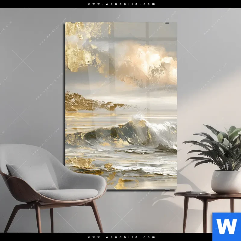 Acrylglasbild | Goldene Gezeiten | Hochformat