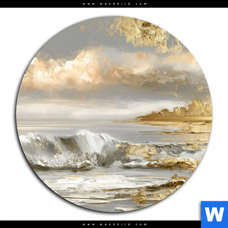 Acrylglasbild | Goldene Gezeiten | Rund