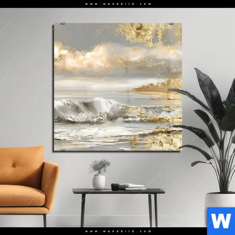 Acrylglasbild | Goldene Gezeiten | Quadrat