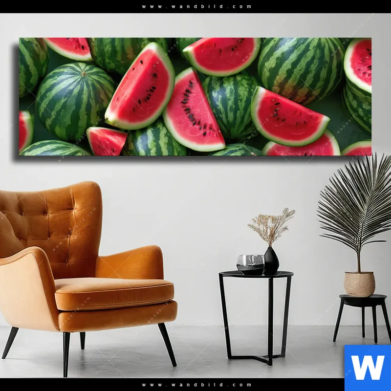 Leinwandbild | Wassermelonen - Rubinrote Verführung | Panorama