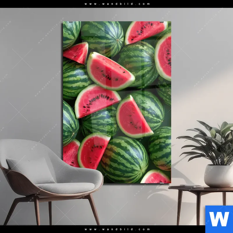 Acrylglasbild | Wassermelonen - Rubinrote Verführung | Hochformat