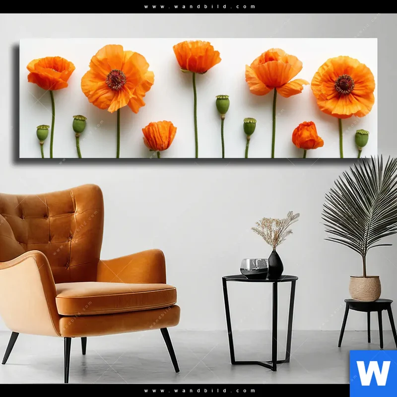 Leinwandbild | Mohnblumen in voller Blüte | Panorama