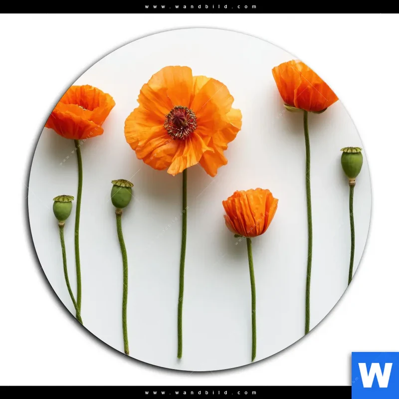 Acrylglasbild | Mohnblumen in voller Blüte | Rund