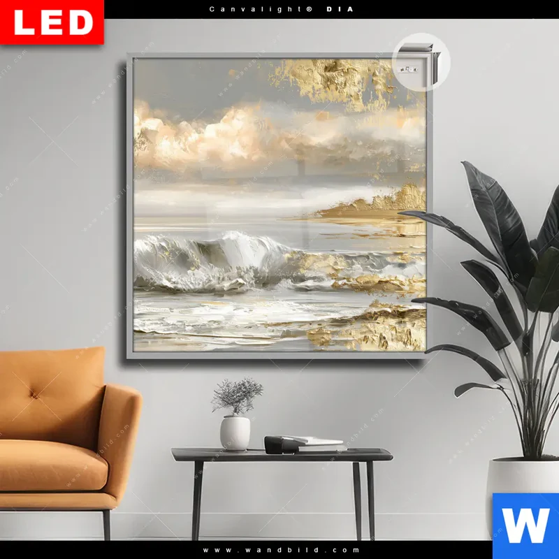 Leuchtbild Acrylglas Canvalight® DIA | Goldene Gezeiten | Quadrat