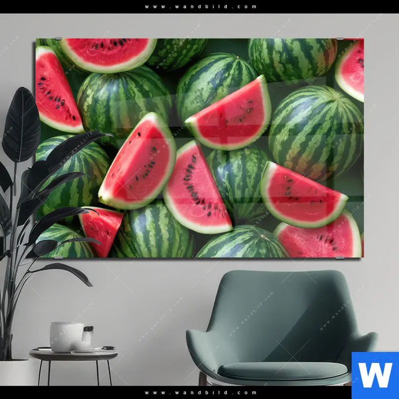 Acrylglasbild | Wassermelonen - Rubinrote Verführung | Querformat