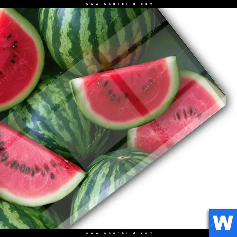 Acrylglasbild | Wassermelonen - Rubinrote Verführung | Querformat