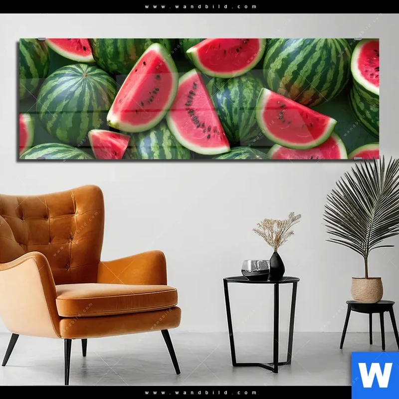 Acrylglasbild | Wassermelonen - Rubinrote Verführung | Panorama