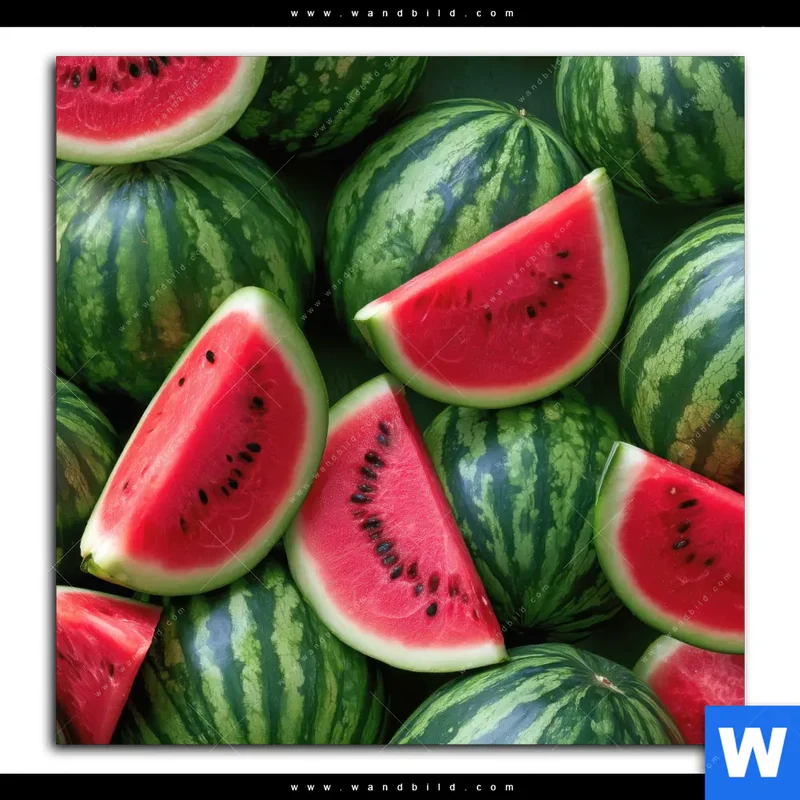 Acrylglasbild | Wassermelonen - Rubinrote Verführung | Quadrat