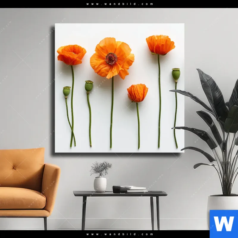 Leinwandbild | Mohnblumen in voller Blüte | Quadrat