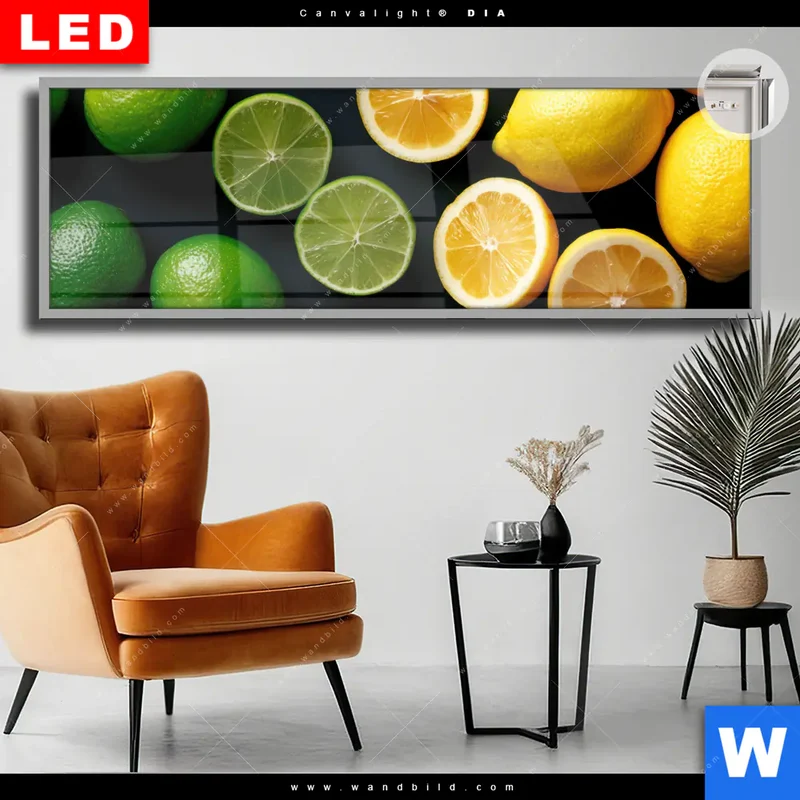 Leuchtbild Acrylglas Canvalight® DIA | Zitronen und Limetten | Panorama