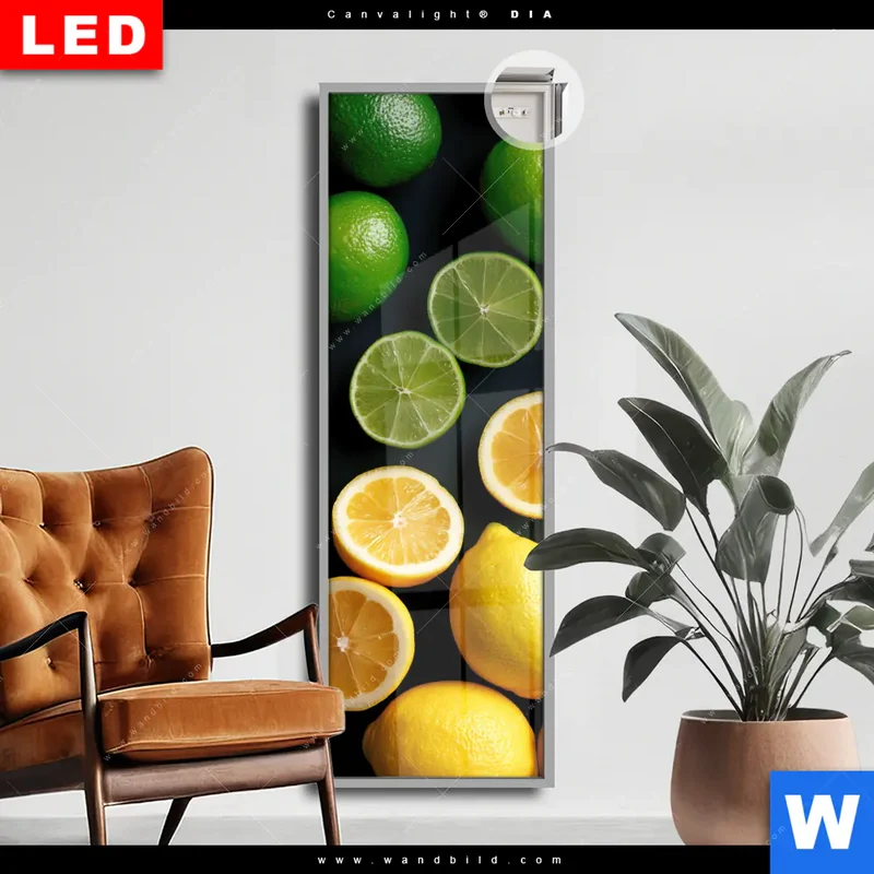Leuchtbild Acrylglas Canvalight® DIA | Zitronen und Limetten | Schmal