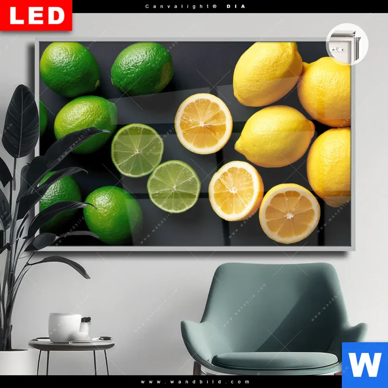 Leuchtbild Acrylglas Canvalight® DIA | Zitronen und Limetten | Querformat