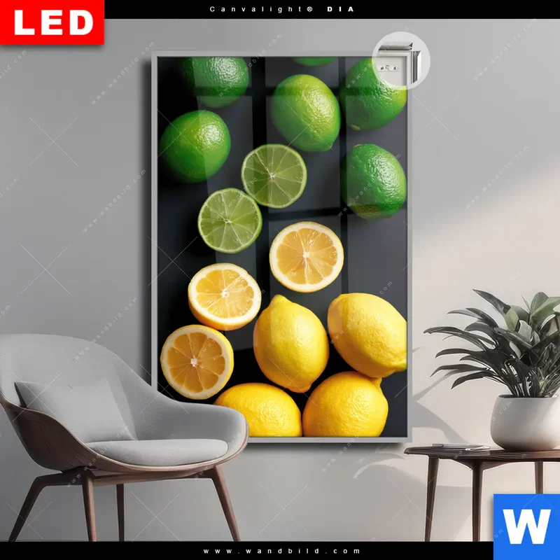 Leuchtbild Acrylglas Canvalight® DIA | Zitronen und Limetten | Hochformat