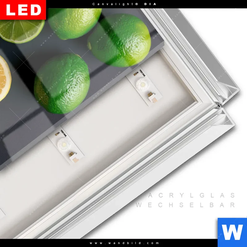 Leuchtbild Acrylglas Canvalight® DIA | Zitronen und Limetten | Hochformat