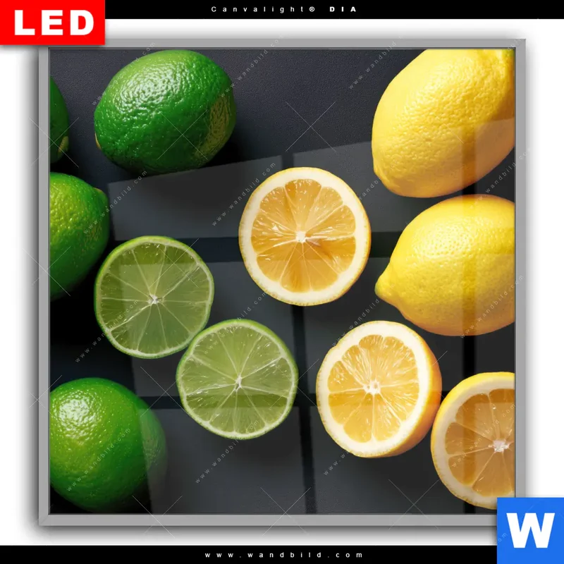 Leuchtbild Acrylglas Canvalight® DIA | Zitronen und Limetten | Quadrat