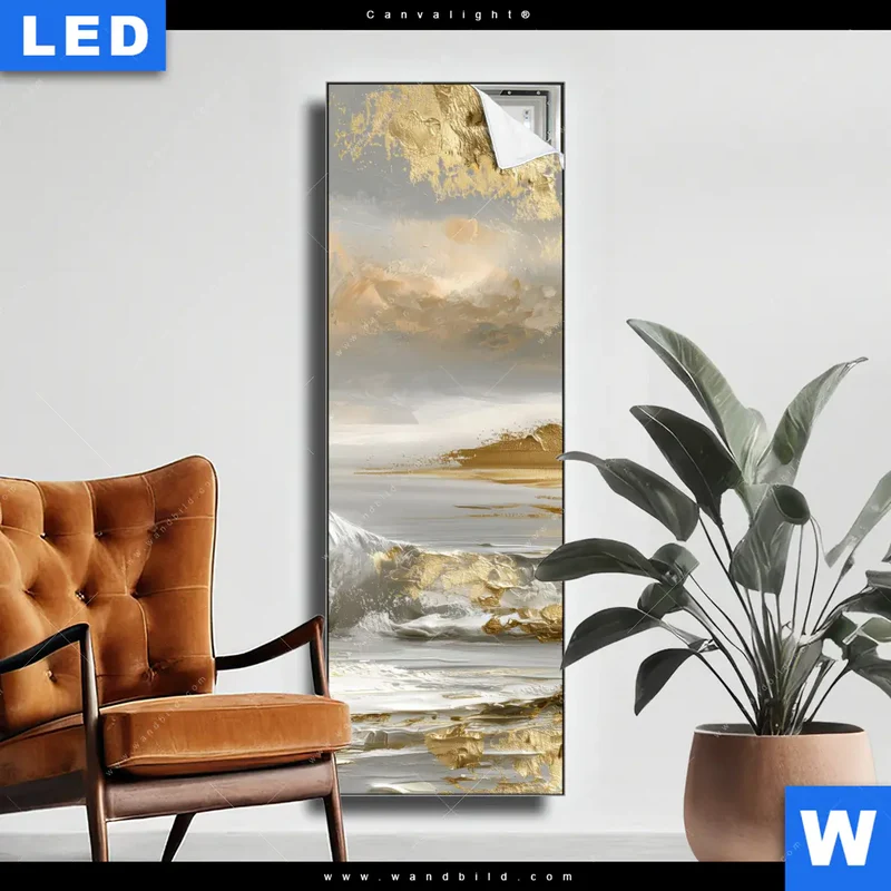 Canvalight® Leuchtbild | Goldene Gezeiten | Schmal