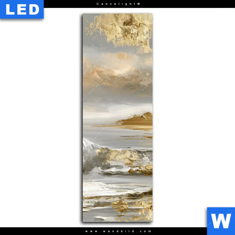 Canvalight® Leuchtbild | Goldene Gezeiten | Schmal