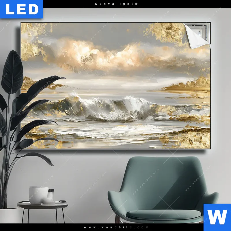 Canvalight® Leuchtbild | Goldene Gezeiten | Querformat