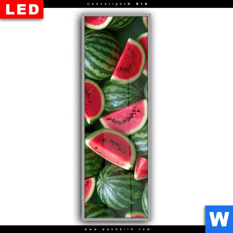 Leuchtbild Acrylglas Canvalight® DIA | Wassermelonen - Rubinrote Verführung | Schmal