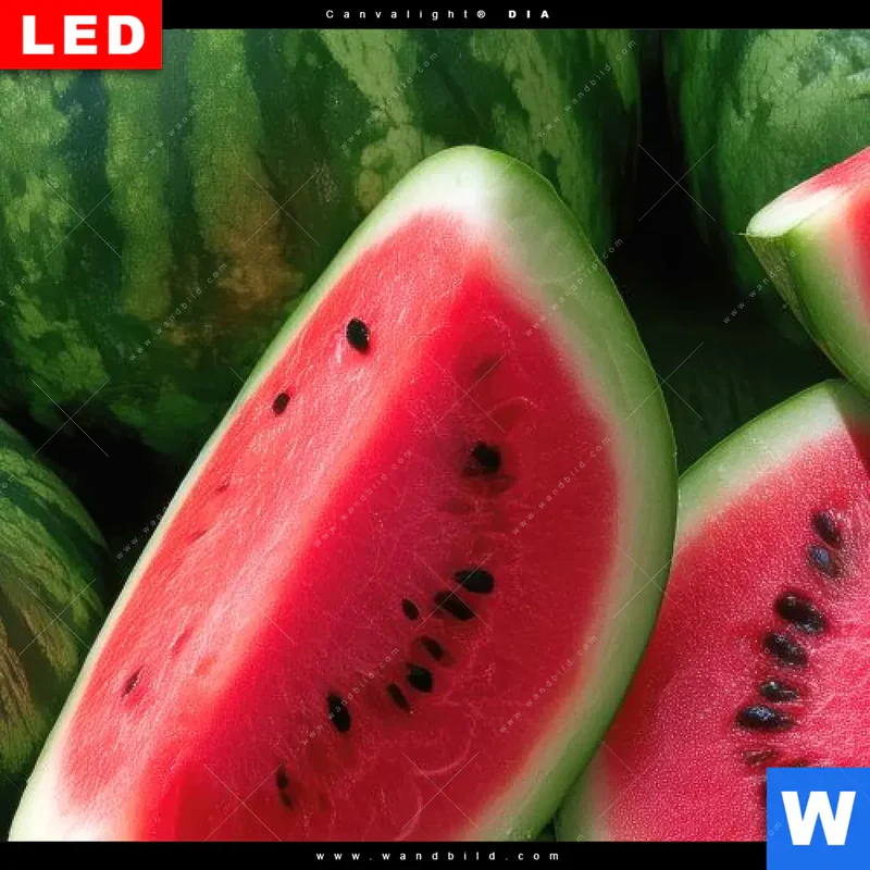 Leuchtbild Acrylglas Canvalight® DIA | Wassermelonen - Rubinrote Verführung | Schmal