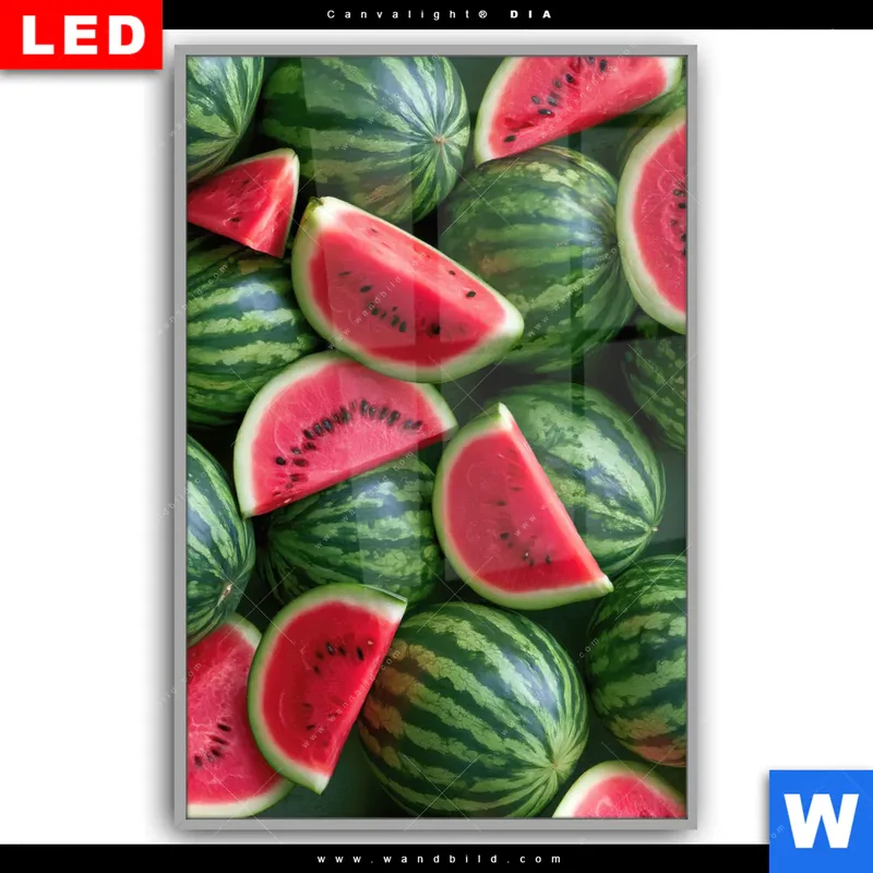 Leuchtbild Acrylglas Canvalight® DIA | Wassermelonen - Rubinrote Verführung | Hochformat