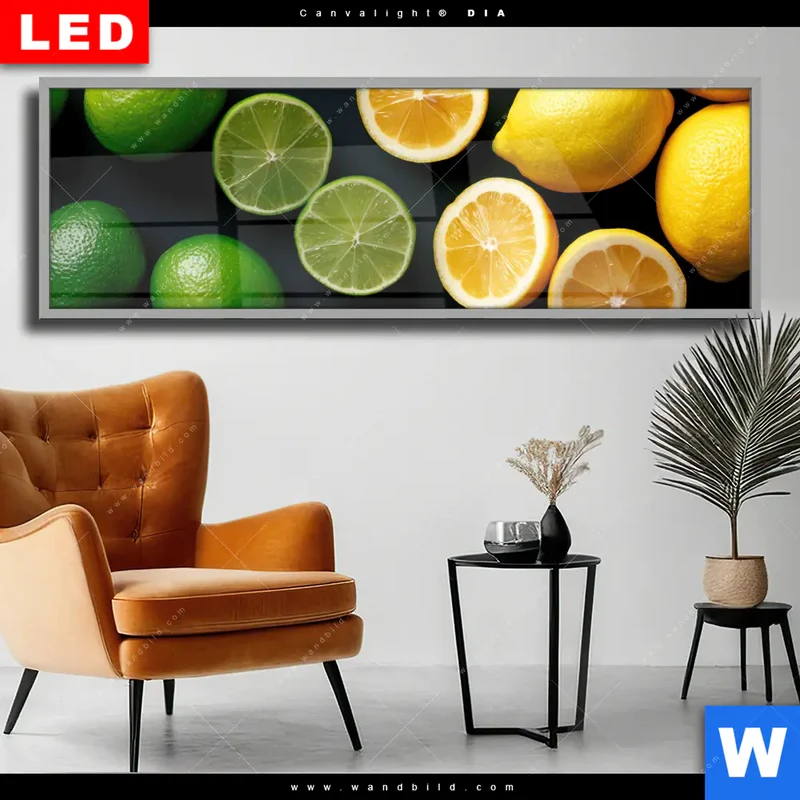 Wechselmotiv Acrylglas Canvalight® DIA | Zitronen und Limetten | Panorama
