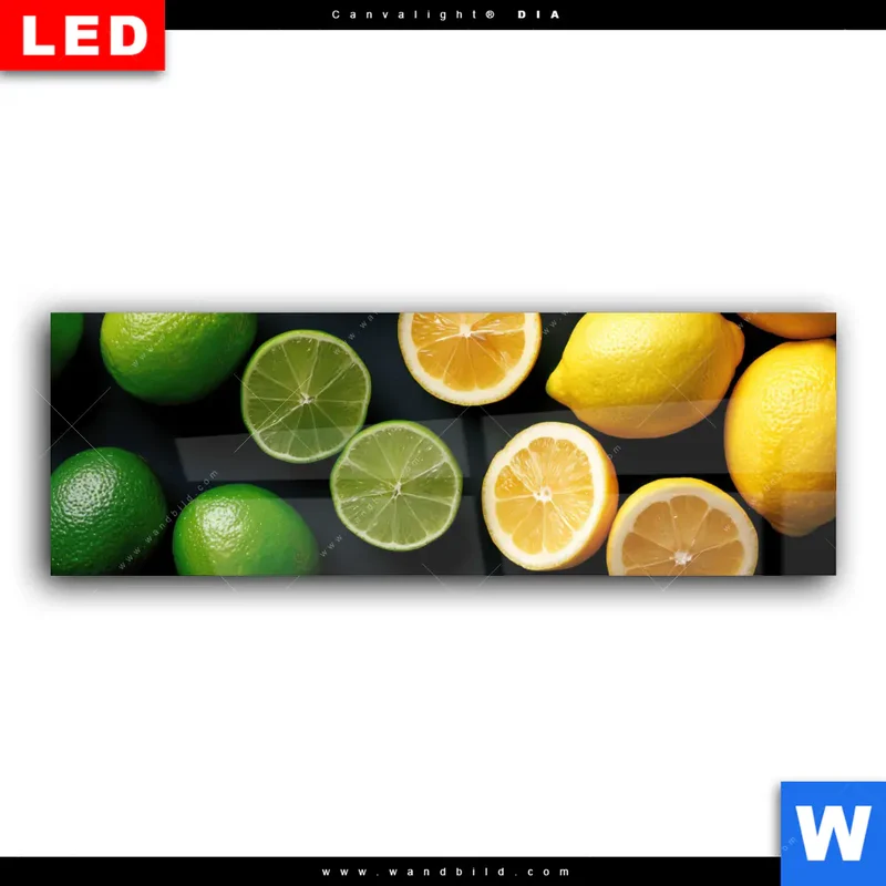 Wechselmotiv Acrylglas Canvalight® DIA | Zitronen und Limetten | Panorama