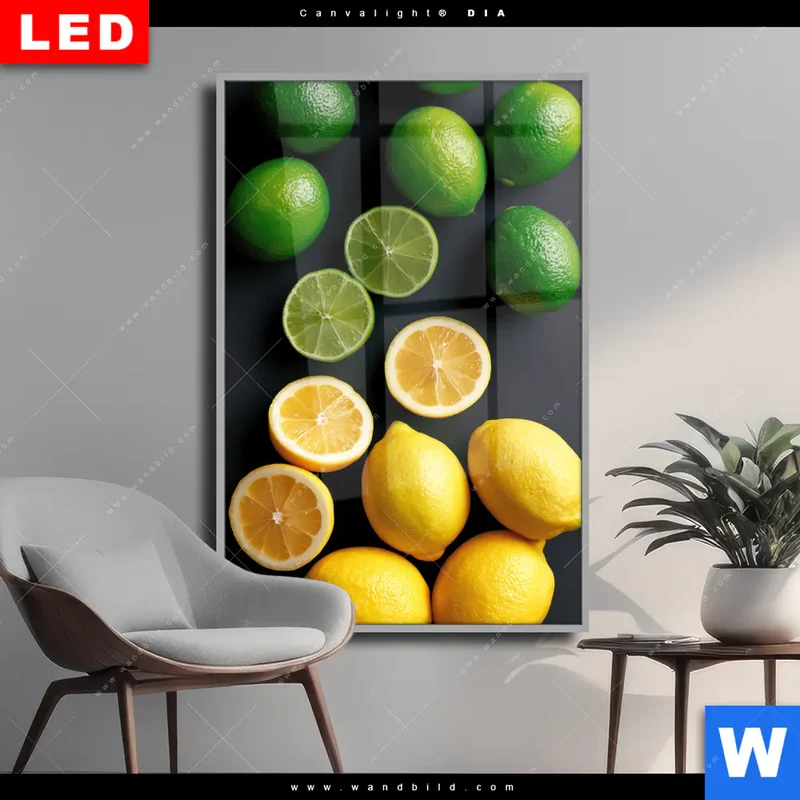 Wechselmotiv Acrylglas Canvalight® DIA | Zitronen und Limetten | Hochformat