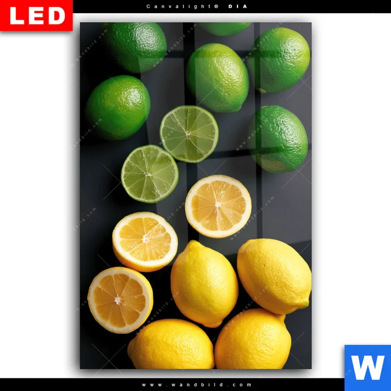 Wechselmotiv Acrylglas Canvalight® DIA | Zitronen und Limetten | Hochformat