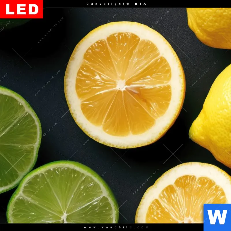 Wechselmotiv Acrylglas Canvalight® DIA | Zitronen und Limetten | Hochformat