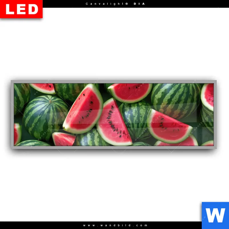 Leuchtbild Acrylglas Canvalight® DIA | Wassermelonen - Rubinrote Verführung | Panorama