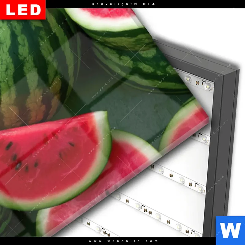 Wechselmotiv Acrylglas Canvalight® DIA | Wassermelonen - Rubinrote Verführung | Panorama