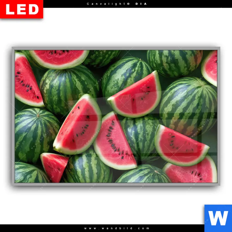 Leuchtbild Acrylglas Canvalight® DIA | Wassermelonen - Rubinrote Verführung | Querformat