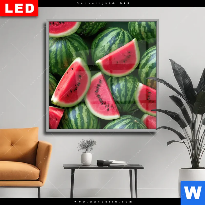 Wechselmotiv Acrylglas Canvalight® DIA | Wassermelonen - Rubinrote Verführung | Quadrat