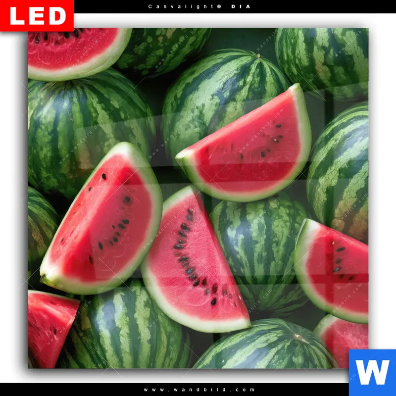 Wechselmotiv Acrylglas Canvalight® DIA | Wassermelonen - Rubinrote Verführung | Quadrat