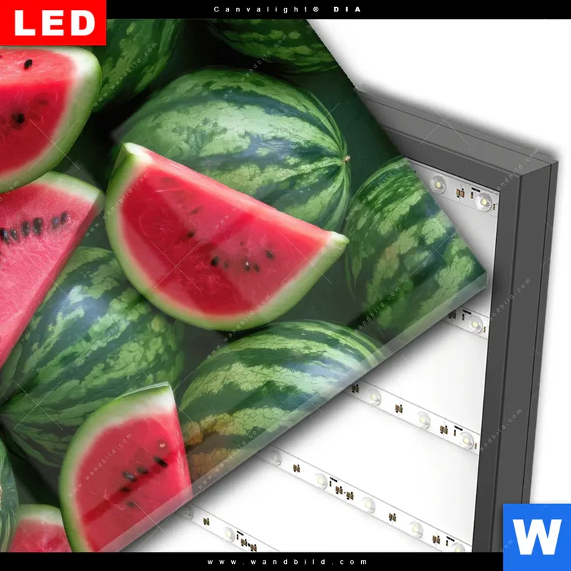 Wechselmotiv Acrylglas Canvalight® DIA | Wassermelonen - Rubinrote Verführung | Quadrat